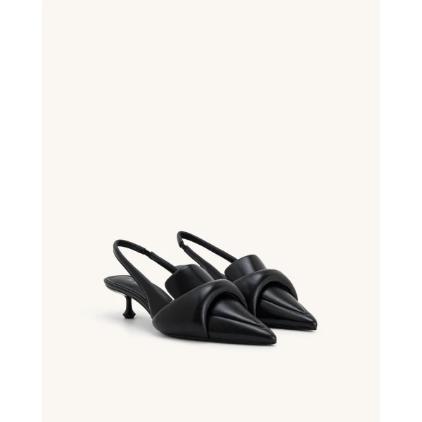 JW PEI Carla Soft Padded Kitten Heel Pumps in Black | Heels | Coveti