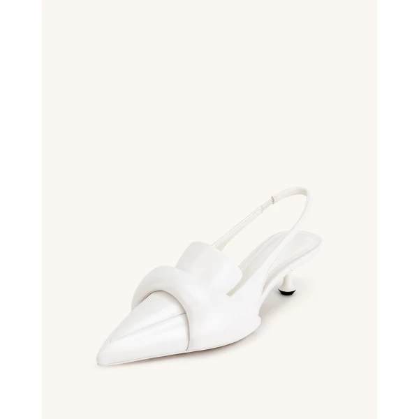 JW PEI Carla Soft Padded Kitten Heel Pumps in White | Heels | Coveti