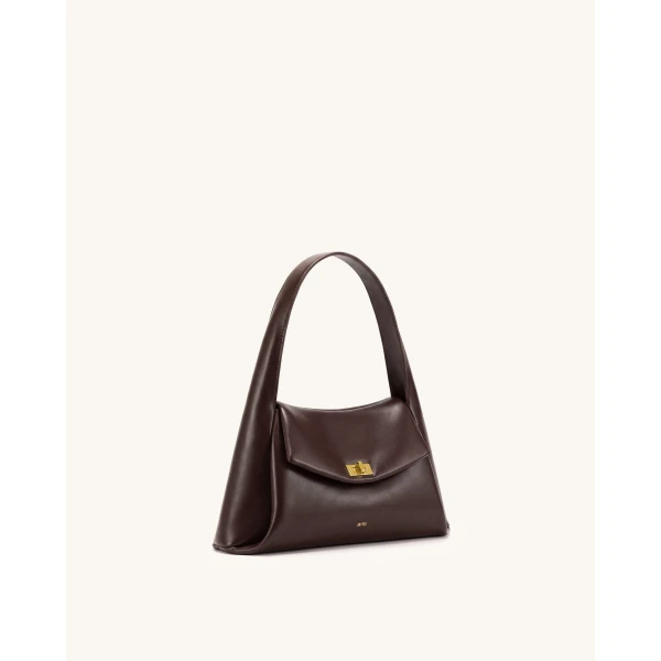 JW PEI Carmen Flap Top Handle Bag in Dark Brown | Shoulder & Crossbody Bags | Coveti