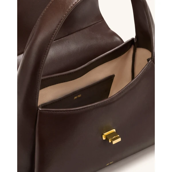 JW PEI Carmen Flap Top Handle Bag in Dark Brown | Shoulder & Crossbody Bags | Coveti
