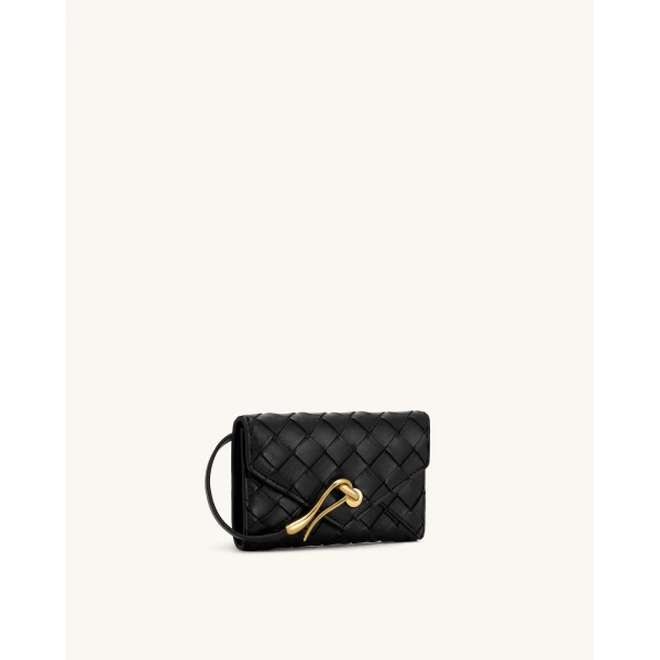 JW PEI Celeste Woven Textured Envelope Wallet in Black | Wallets & Purses | Coveti