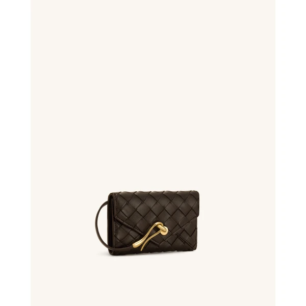 JW PEI Celeste Woven Textured Envelope Wallet in Chocolate | Wallets & Purses | Coveti