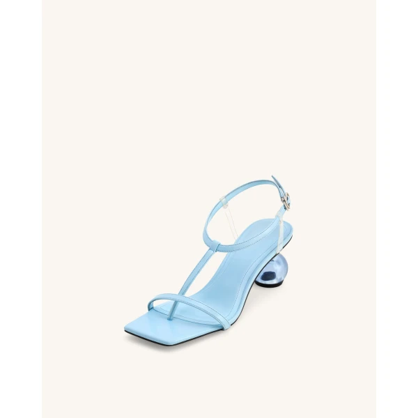 JW PEI Charlotte Strappy Heels with Spherical Heel in Sky Blue | Heels | Coveti