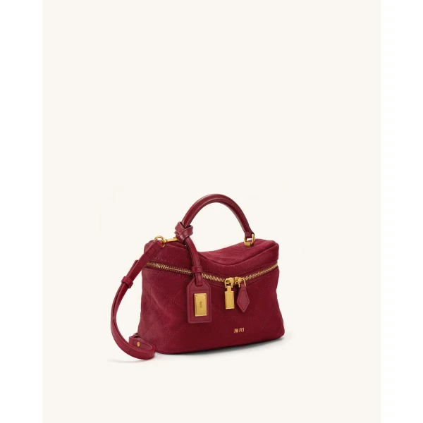 JW PEI Cleo Quilted Faux Suede Top Handle Satchel in Burgundy | Totes & Top-Handle Bags | Coveti