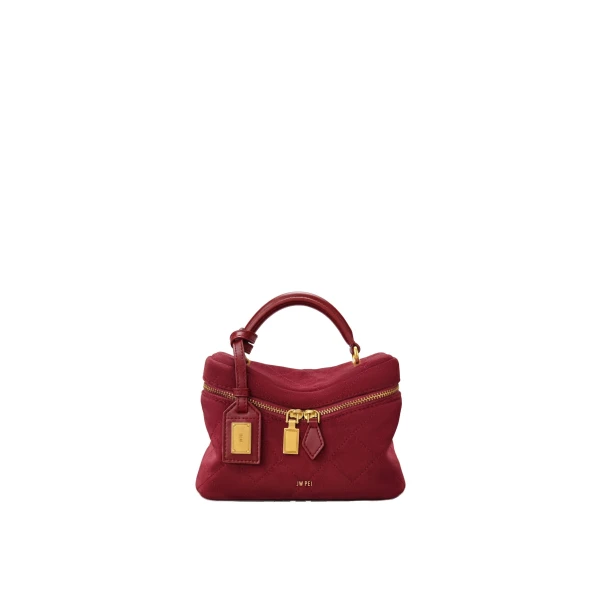 JW PEI Cleo Quilted Faux Suede Top Handle Satchel in Burgundy | Totes & Top-Handle Bags | Coveti