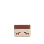 JW PEI Dachshund Embroidered Canvas Card Holder in Beige | Wallets & Purses | Coveti