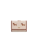 JW PEI Dachshund Embroidered Canvas Wallet in Beige | Wallets & Purses | Coveti