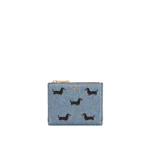 JW PEI Dachshund Embroidered Denim Bifold Wallet in Blue | Wallets & Purses | Coveti