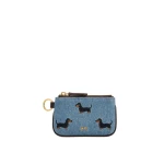 JW PEI Dachshund Embroidered Denim Coin Purse in Blue | Wallets & Purses | Coveti