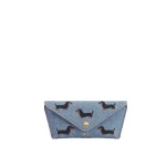JW PEI Dachshund Embroidered Denim Glasses Case in Blue | Accessories | Coveti