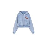 JW PEI Dachshund Heart Acid Cropped Hoodie in Washed Sky | Hoodies | Coveti