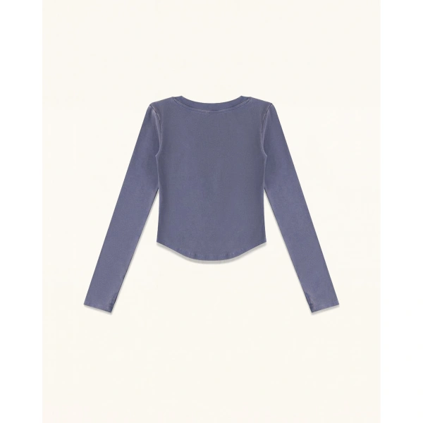 JW PEI Dachshund Heart Scoop Neck Curved Cropped Tee in Smokey Slate | Tops | Coveti