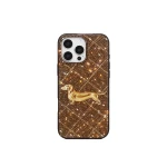 JW PEI Dachshund Motif Artificial Crystal Phone Case in Brown | Phone Cases | Coveti