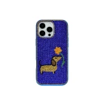 JW PEI Dachshund with Flower Phone Case in Multicolor Blue | Phone Cases | Coveti