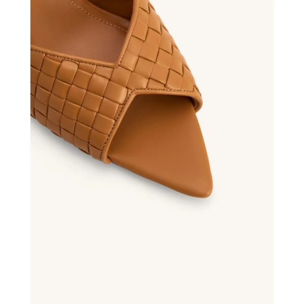 JW PEI Ellie Braided Sphere Heel Mules in Khaki | Mules | Coveti