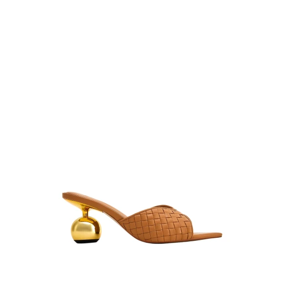 JW PEI Ellie Braided Sphere Heel Mules in Khaki | Mules | Coveti
