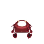 JW PEI Ellie Metal Ring 3D Anthurium Embellished Top Handle Bag in Red | Totes & Top-Handle Bags | Coveti