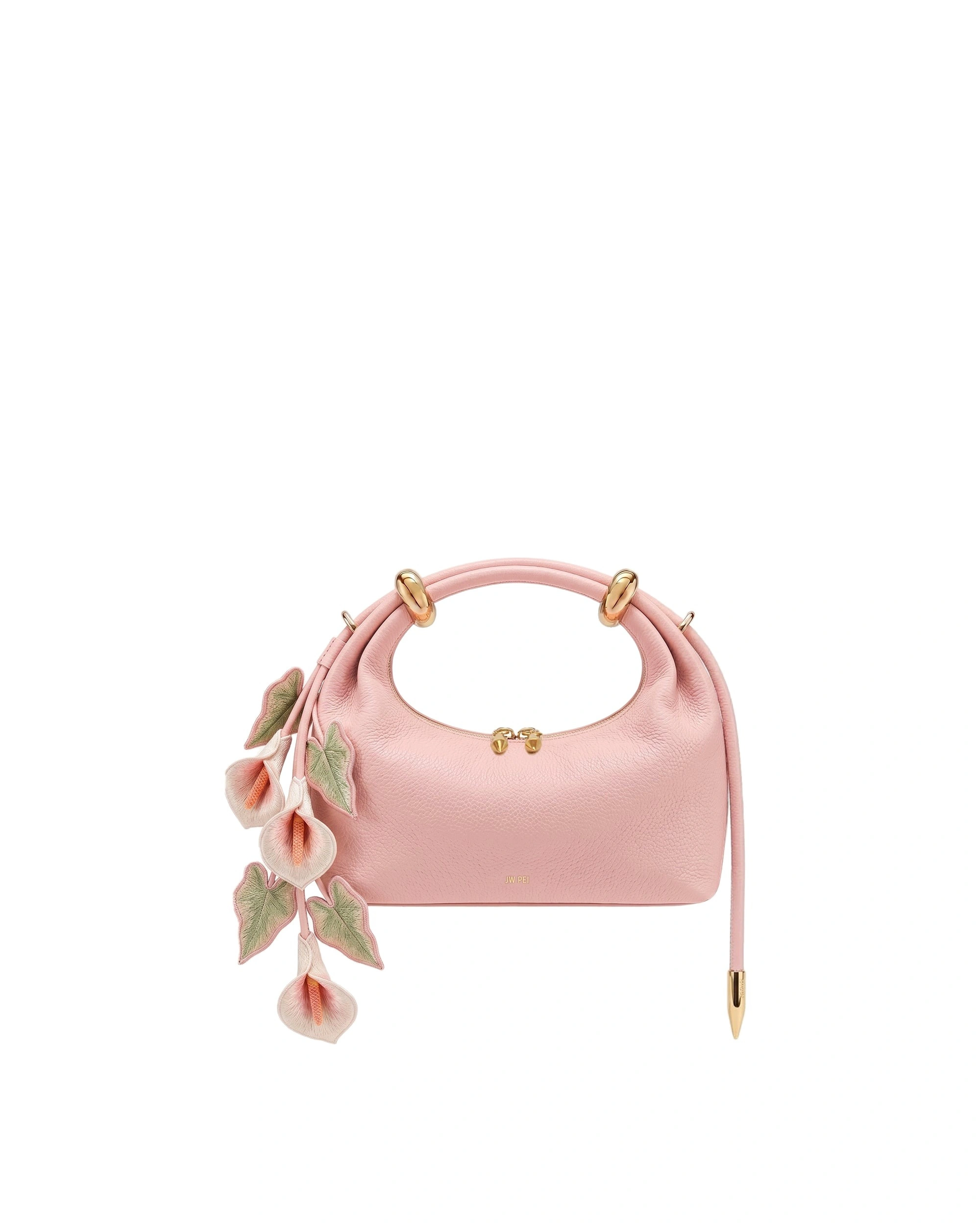 JW PEI Ellie Metal Ring 3D Calla Embellished Top Handle Bag in Light Pink JW PEI Ellie Metal Ring 3D Calla Embellished Top Handle Bag in Light Pink | Totes & Top-Handle Bags | Coveti