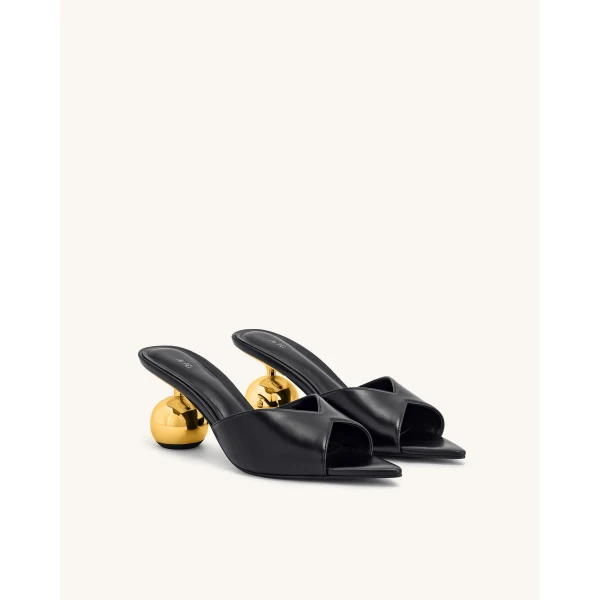 JW PEI Ellie Sphere Heel Mules in Black | Mules | Coveti