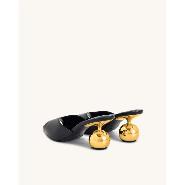 JW PEI Ellie Sphere Heel Mules in Black | Mules | Coveti