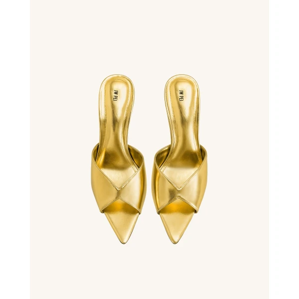 JW PEI Ellie Sphere Heel Mules in Gold | Mules | Coveti