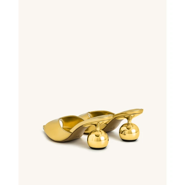 JW PEI Ellie Sphere Heel Mules in Gold | Mules | Coveti