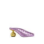 JW PEI Ellie Woven Square-Toe Mule Heels in Purple | Mules | Coveti