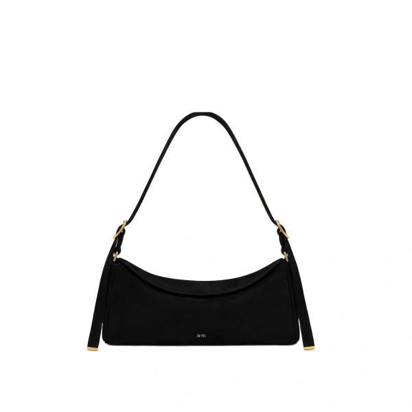 JW PEI Elowen Faux Suede East-West Shoulder Bag in Black | Shoulder & Crossbody Bags | Coveti