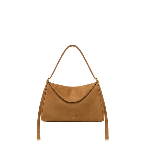 JW PEI Elowen Faux Suede Flap Shoulder Bag in Caramel Brown | Shoulder & Crossbody Bags | Coveti