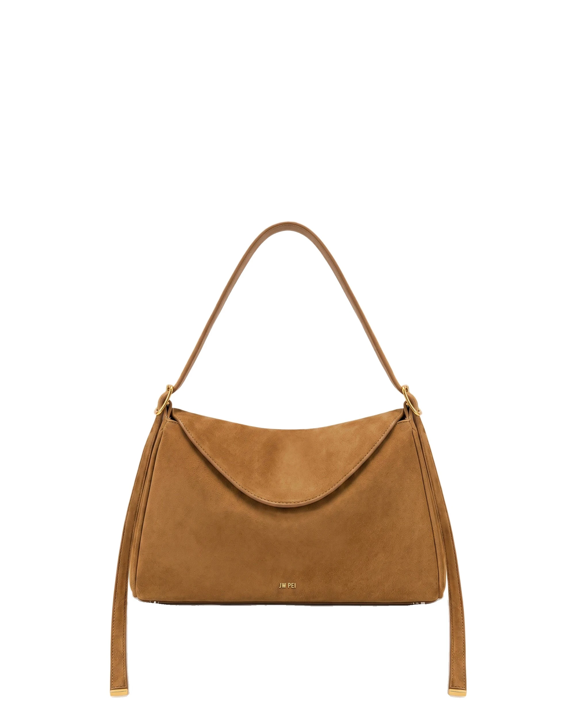 JW PEI Elowen Faux Suede Flap Shoulder Bag in Caramel Brown JW PEI Elowen Faux Suede Flap Shoulder Bag in Caramel Brown | Shoulder & Crossbody Bags | Coveti