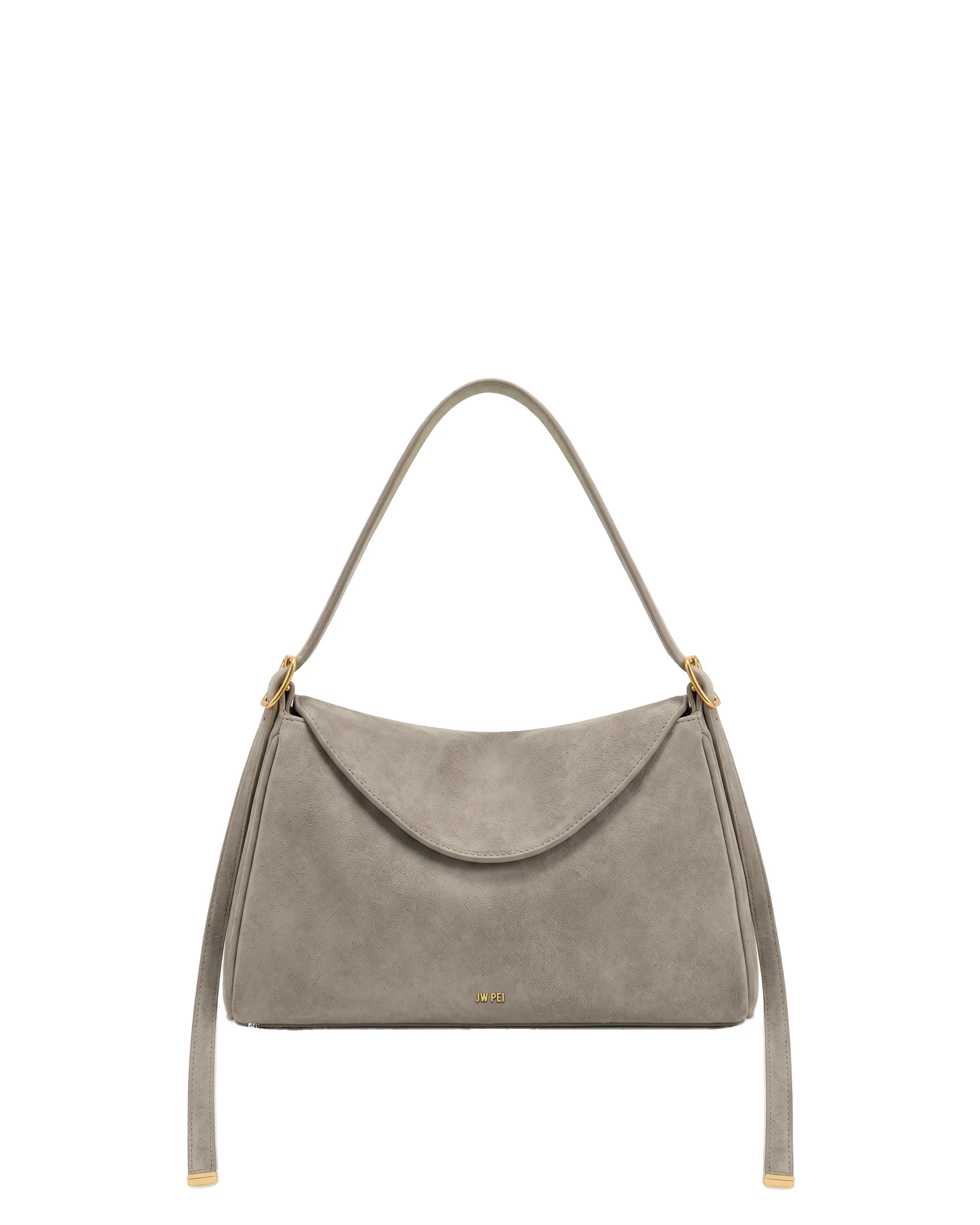 JW PEI Elowen Faux Suede Flap Shoulder Bag in Light Gray JW PEI Elowen Faux Suede Flap Shoulder Bag in Light Gray | Shoulder & Crossbody Bags | Coveti