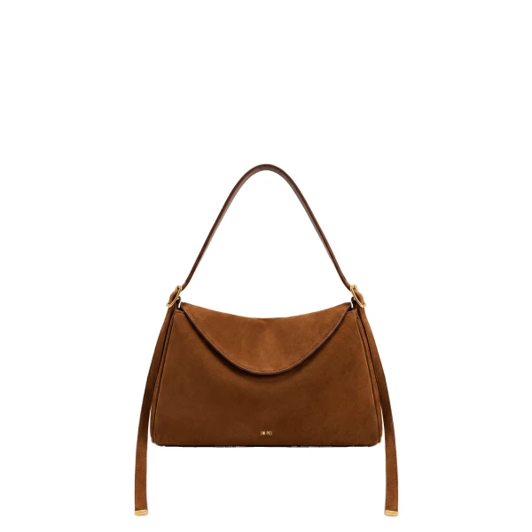 JW PEI Elowen Faux Suede Flap Shoulder Bag in Mocha Brown | Shoulder & Crossbody Bags | Coveti
