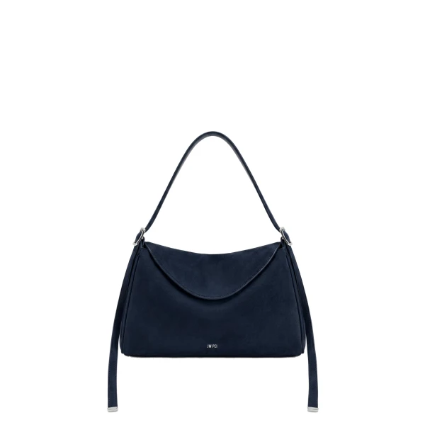 JW PEI Elowen Faux Suede Flap Shoulder Bag in Navy Blue | Shoulder & Crossbody Bags | Coveti