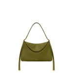 JW PEI Elowen Faux Suede Flap Shoulder Bag in Olive Green | Shoulder & Crossbody Bags | Coveti