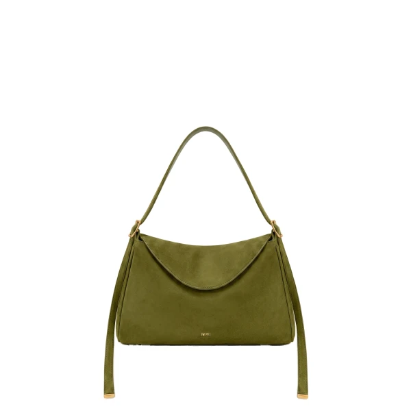 JW PEI Elowen Faux Suede Flap Shoulder Bag in Olive Green | Shoulder & Crossbody Bags | Coveti