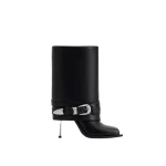 JW PEI Emilia Western Buckled Vegan Leather Stiletto Boots in Black JW PEI Emilia Western Buckled Vegan Leather Stiletto Boots in Black | Boots | Coveti