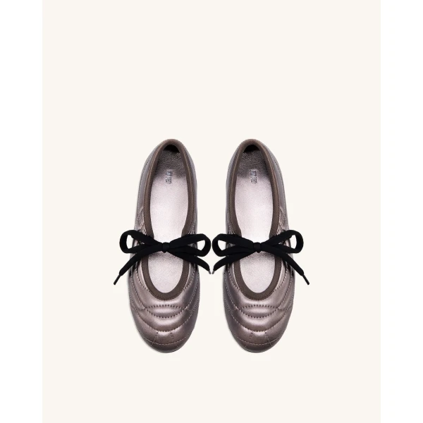 JW PEI Erika Topstitching Lace-up Ballet Flats in Dark Brown | Flats | Coveti