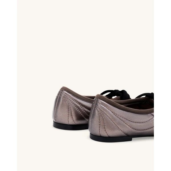 JW PEI Erika Topstitching Lace-up Ballet Flats in Dark Brown | Flats | Coveti