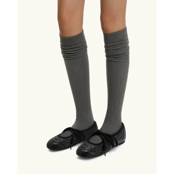 JW PEI Erika Topstitching lace-up Ballet Flats in Black | Flats | Coveti