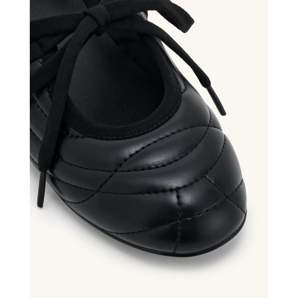 JW PEI Erika Topstitching lace-up Ballet Flats in Black | Flats | Coveti