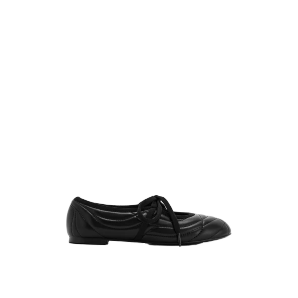 JW PEI Erika Topstitching lace-up Ballet Flats in Black | Flats | Coveti