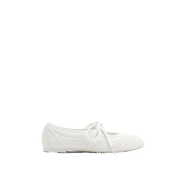 JW PEI Erika Topstitching lace-up Ballet Flats in White | Flats | Coveti