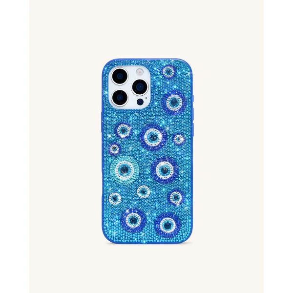 JW PEI Evil Eye Artificial Crystal Embellished Phone Case in Blue | Phone Cases | Coveti