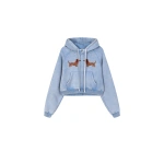 JW PEI Facing Dachshund Acid Cropped Hoodie in Washed Sky | Hoodies | Coveti