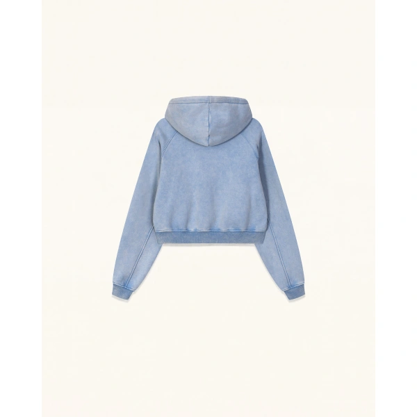 JW PEI Facing Dachshund Acid Cropped Hoodie in Washed Sky | Hoodies | Coveti