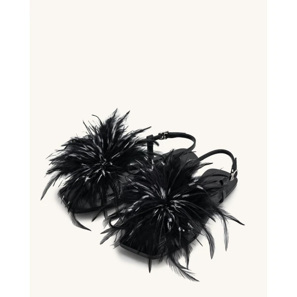 JW PEI Fluffy Flats Sandals in Black | Sandals | Coveti