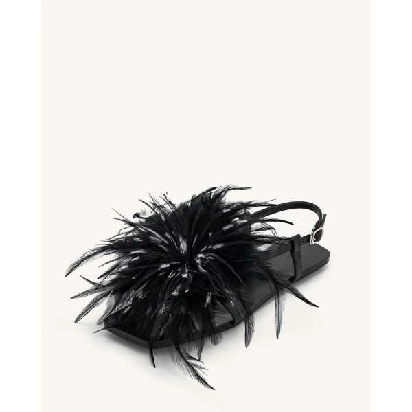 JW PEI Fluffy Flats Sandals in Black | Sandals | Coveti