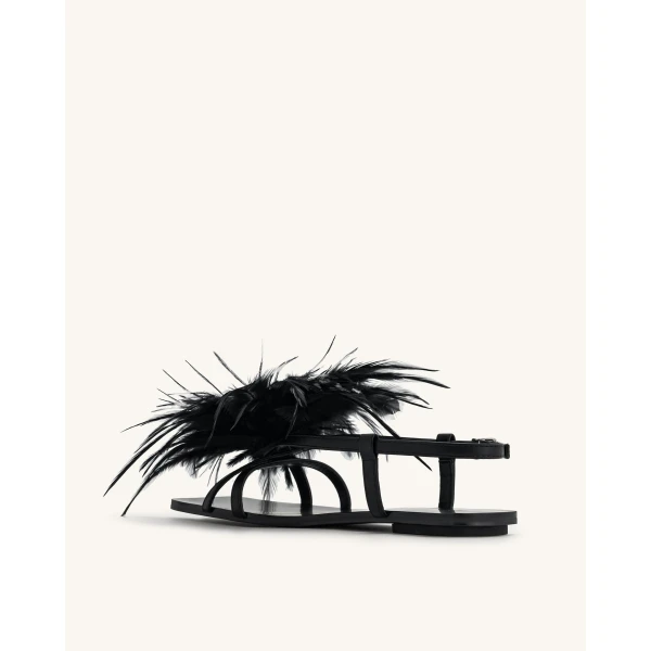 JW PEI Fluffy Flats Sandals in Black | Sandals | Coveti