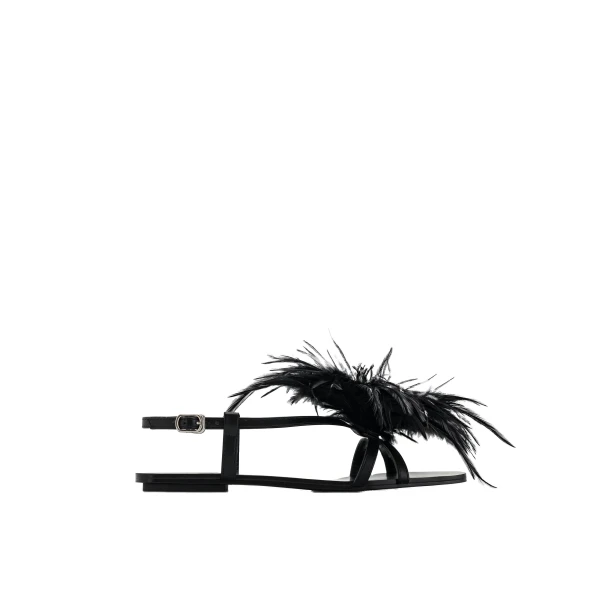JW PEI Fluffy Flats Sandals in Black | Sandals | Coveti