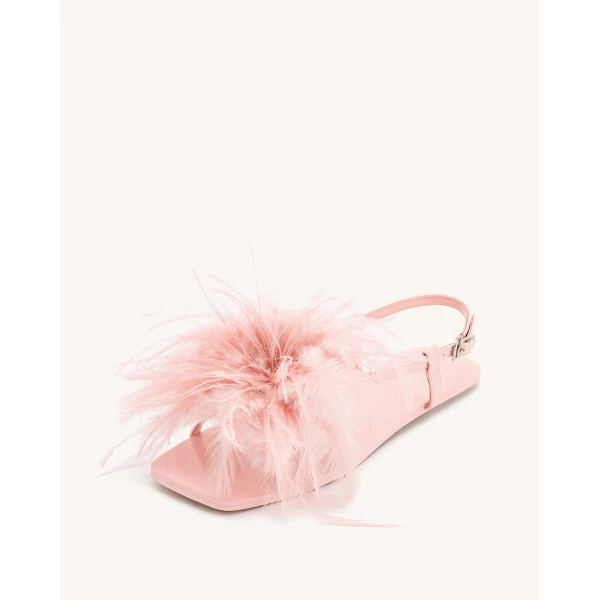 JW PEI Fluffy Flats Sandals in Pink Beige | Sandals | Coveti
